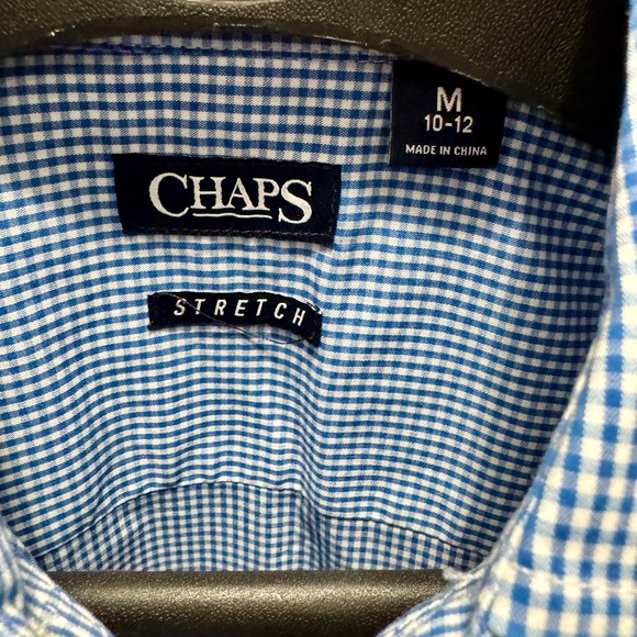 Chaps Boys Gingham Button Up Dress Shirt | Size Medium (10-12) - Picture 4 of 5